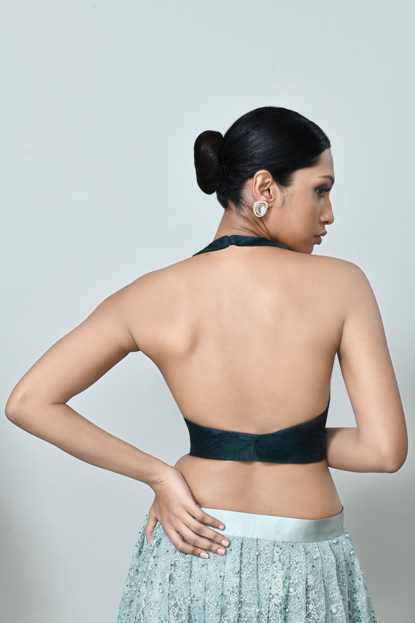 Designer Wear Sea Green Embroidered Net Lehenga Set - Simaaya