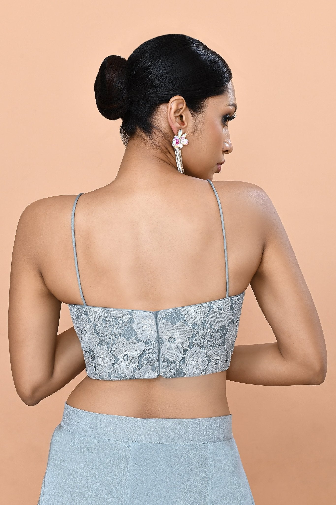 Designer Wear Sky Blue Chinon Chiffon Lehenga Set - Simaaya