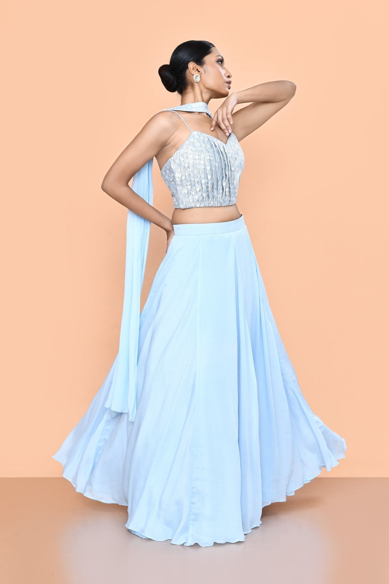 Designer Wear Sky Blue Lehenga Set - Simaaya