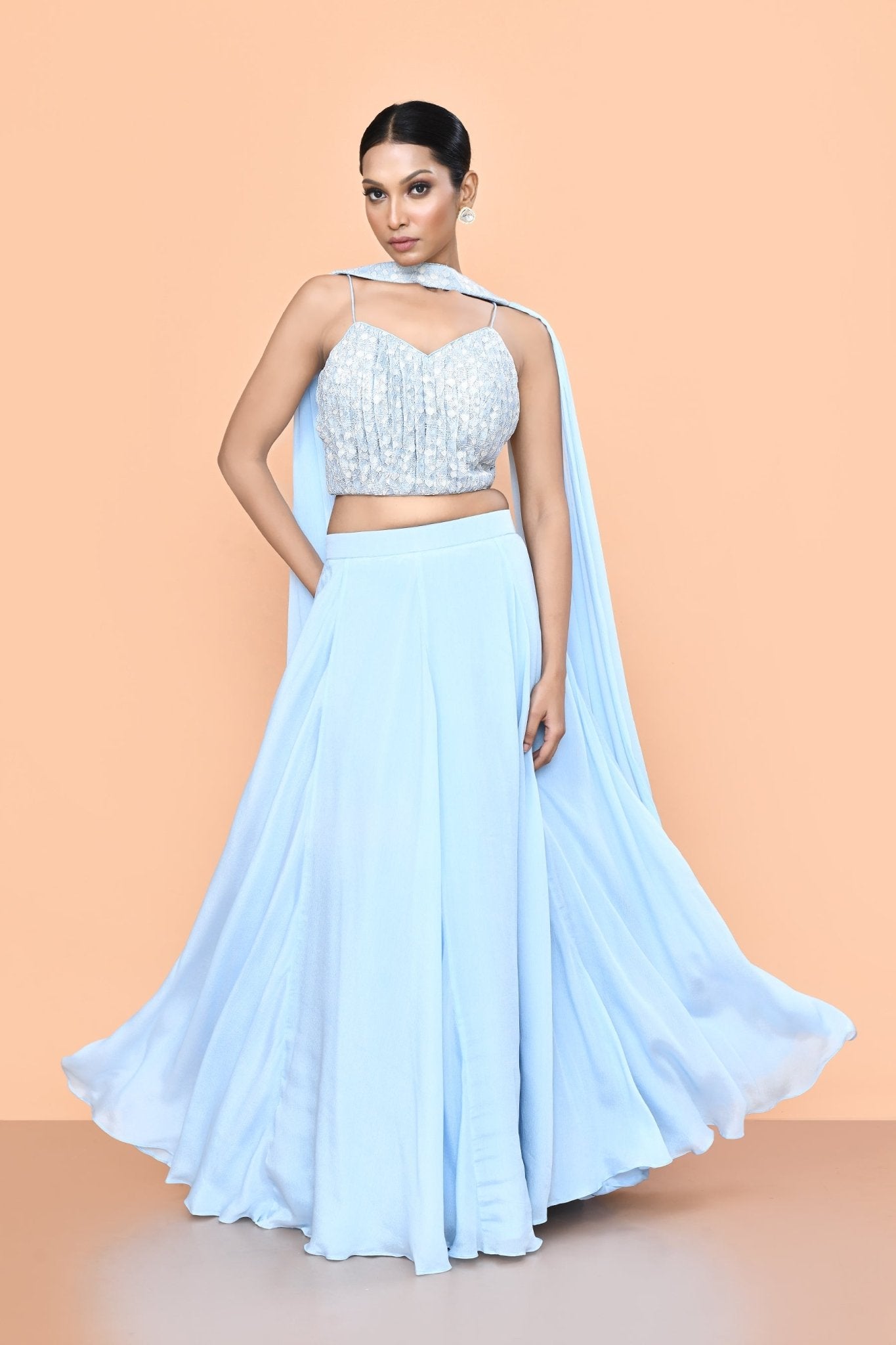 Designer Wear Sky Blue Lehenga Set - Simaaya