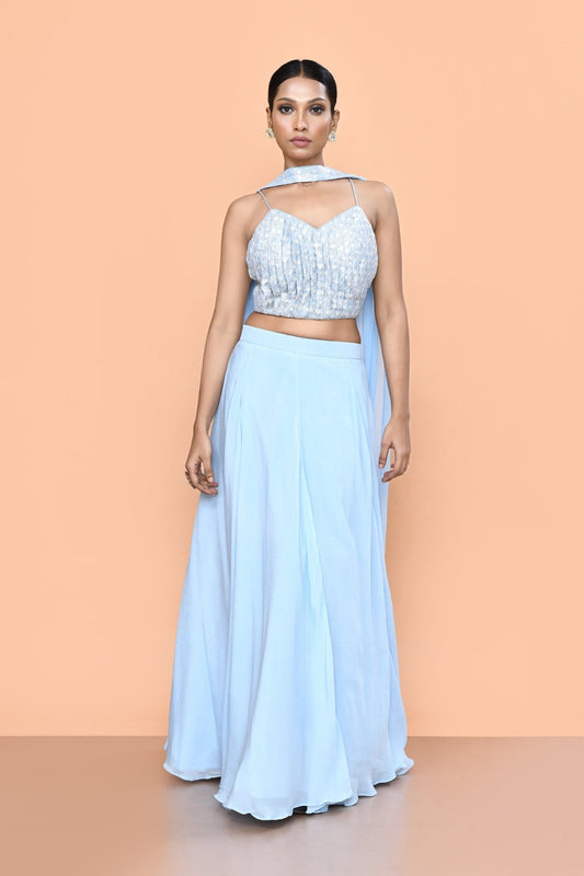 Designer Wear Sky Blue Lehenga Set - Simaaya