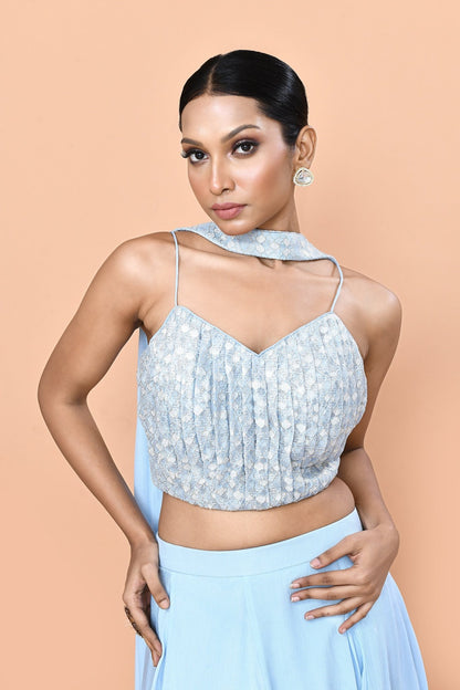 Designer Wear Sky Blue Lehenga Set - Simaaya