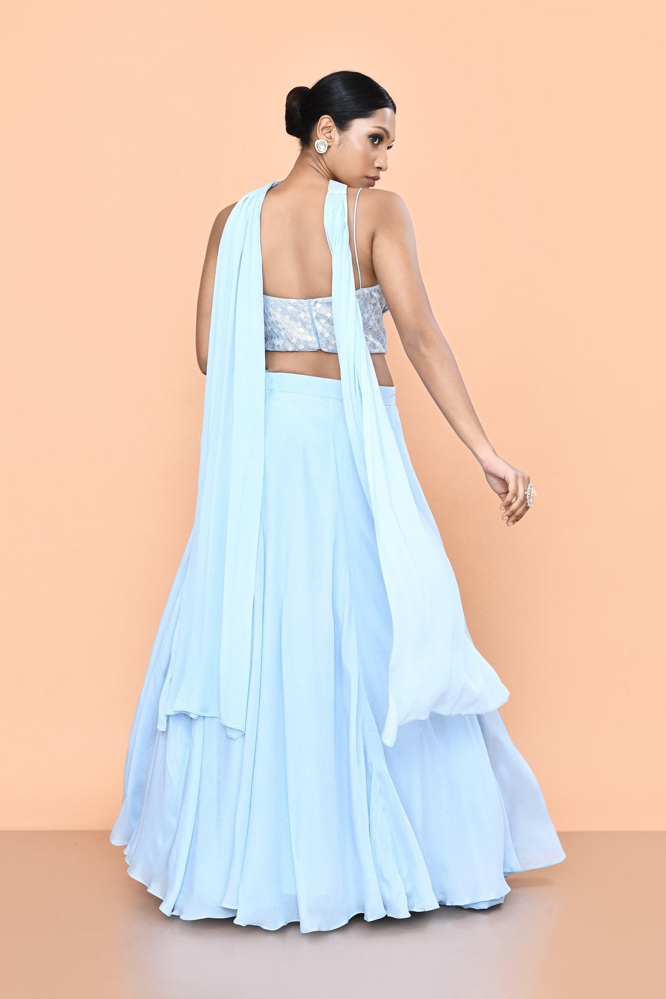 Designer Wear Sky Blue Lehenga Set - Simaaya