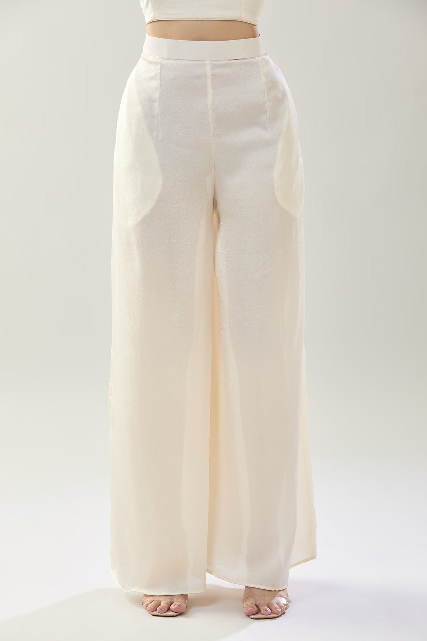 Designer Wear White Open Jacket And Pant Set - Simaaya