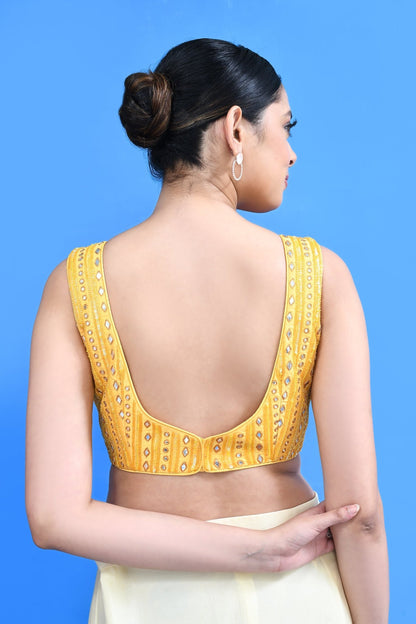 Designer Wear White & Yellow Chinon Chiffon Drape Saree - Simaaya