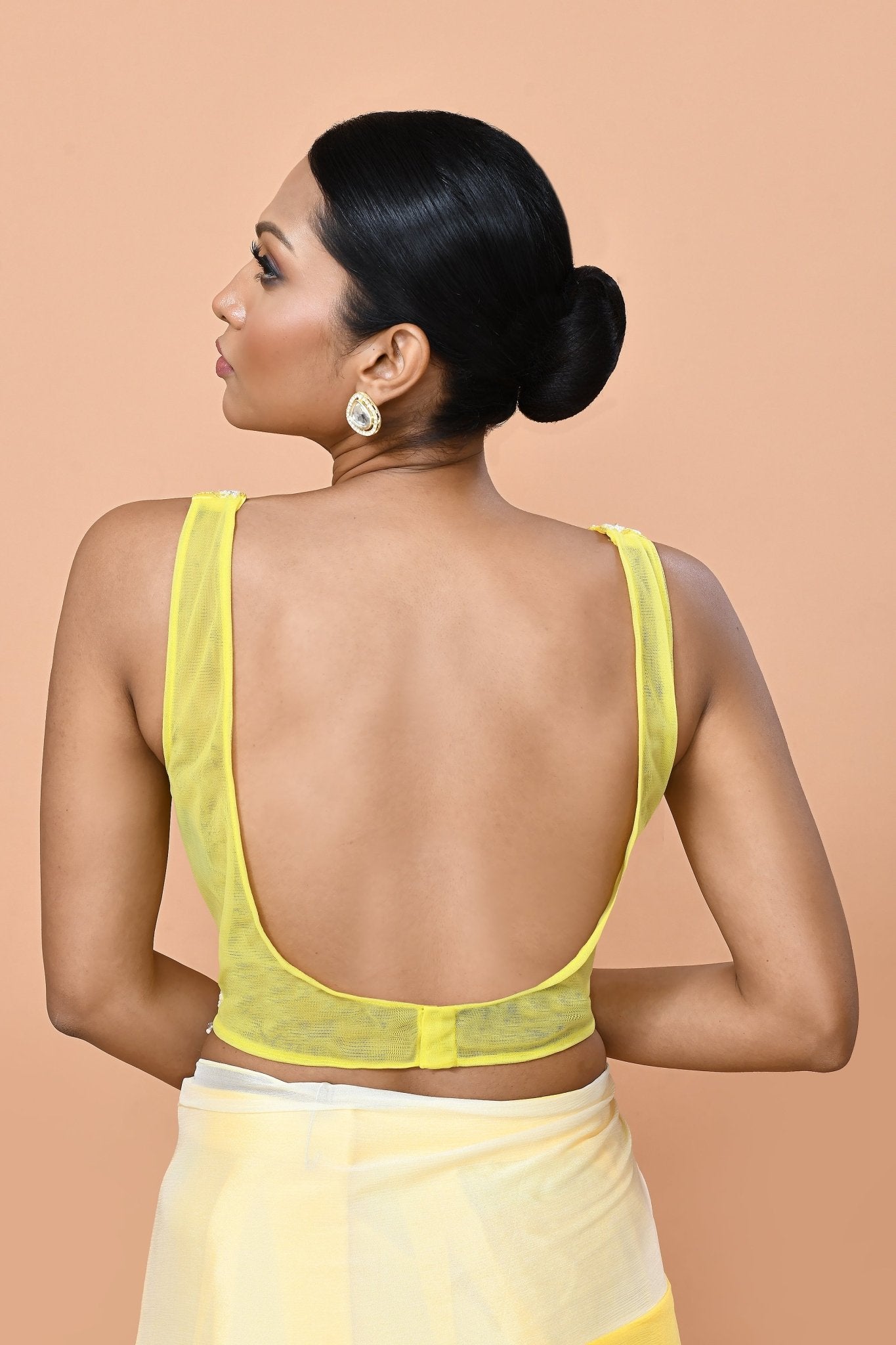 Designer Wear Yellow Chinon Chiffon Drape Saree - Simaaya