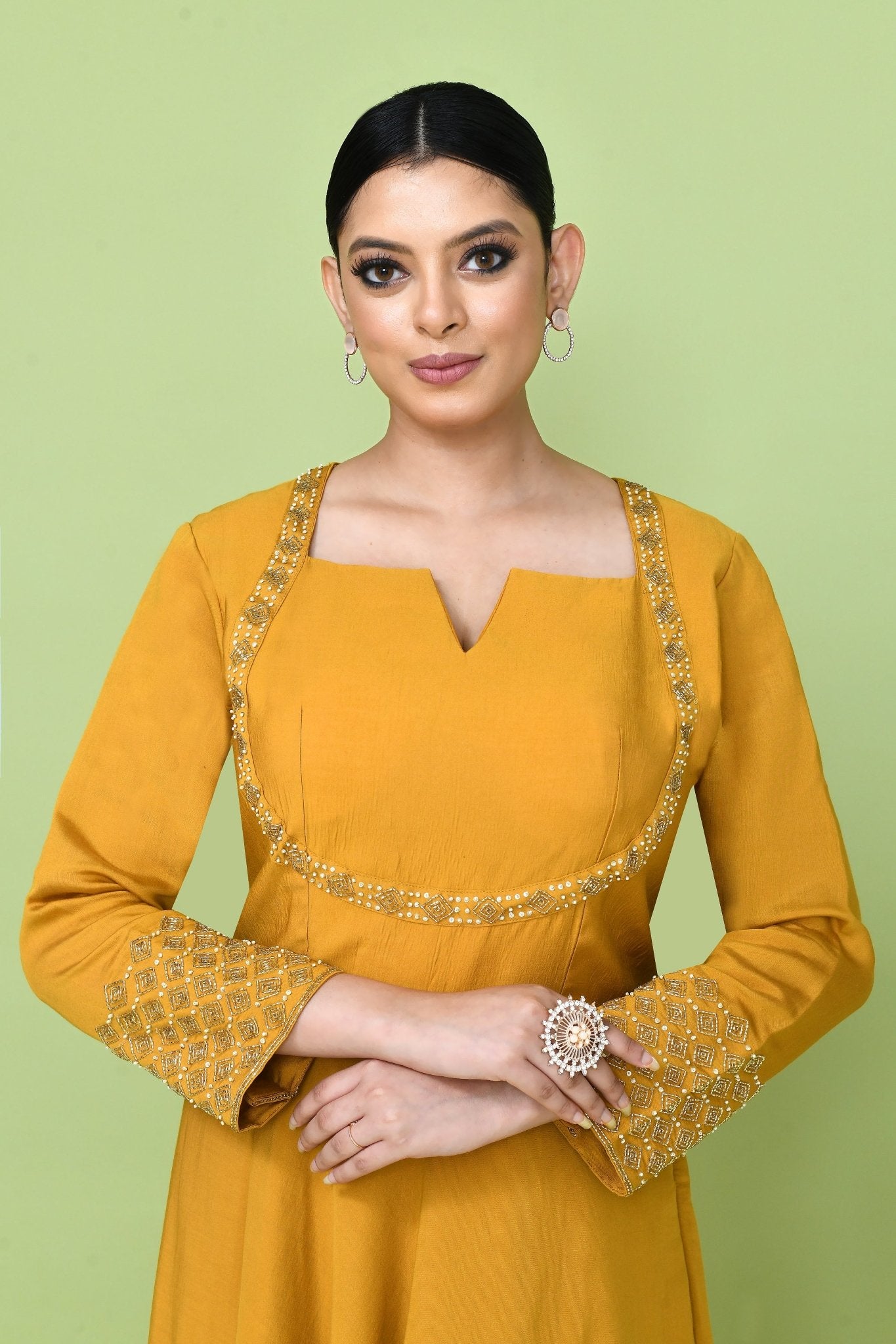 Designer Wear Yellow Gown - Simaaya