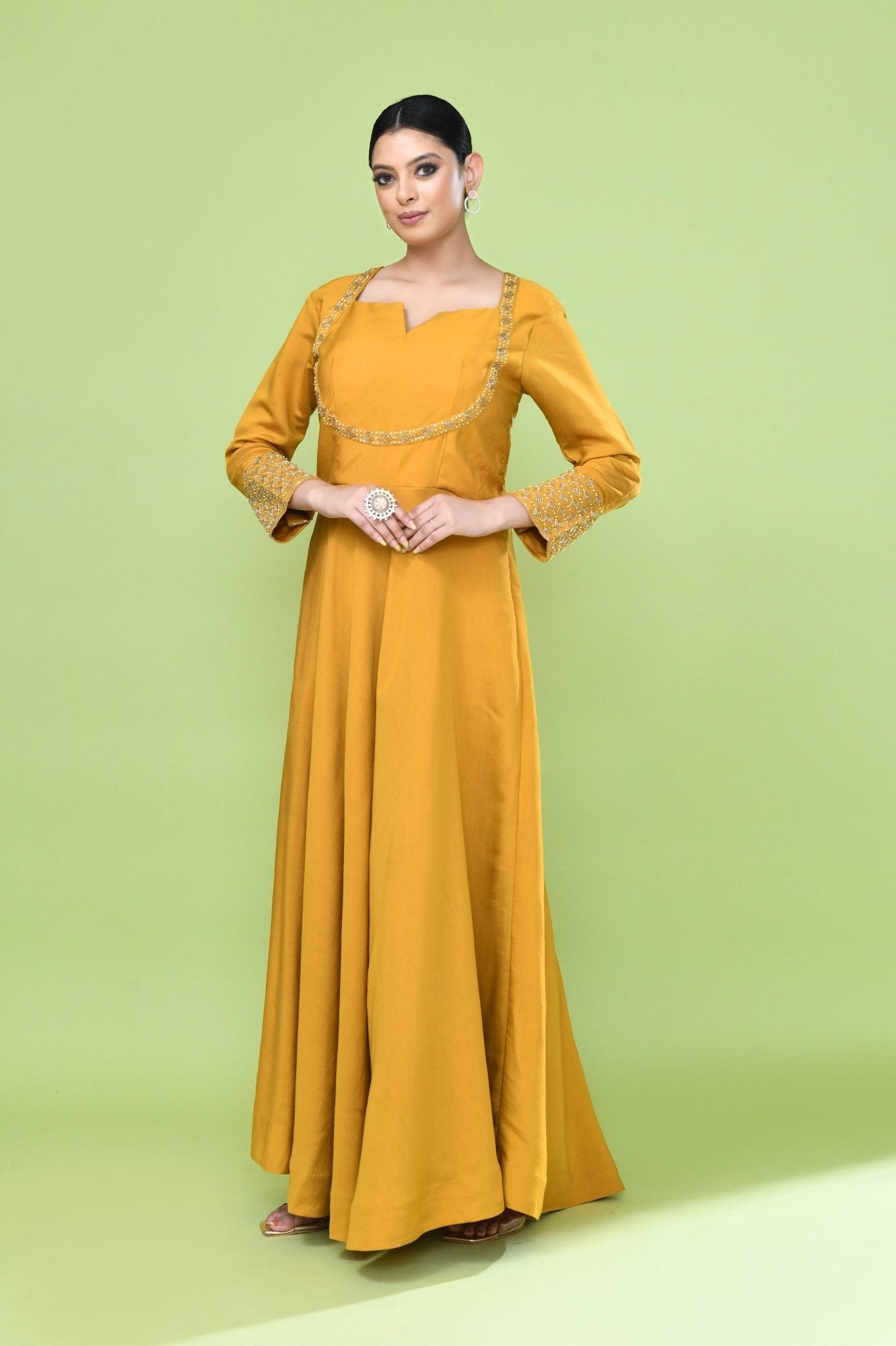 Designer Wear Yellow Gown - Simaaya