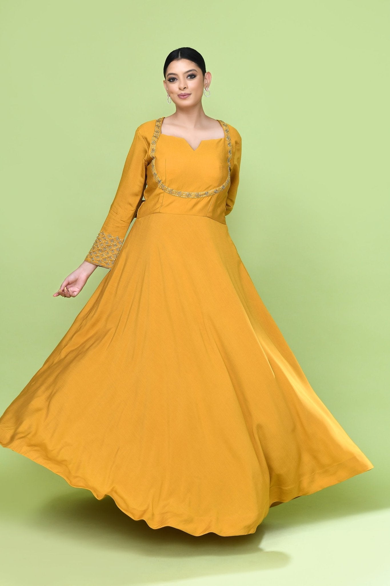 Designer Wear Yellow Gown - Simaaya