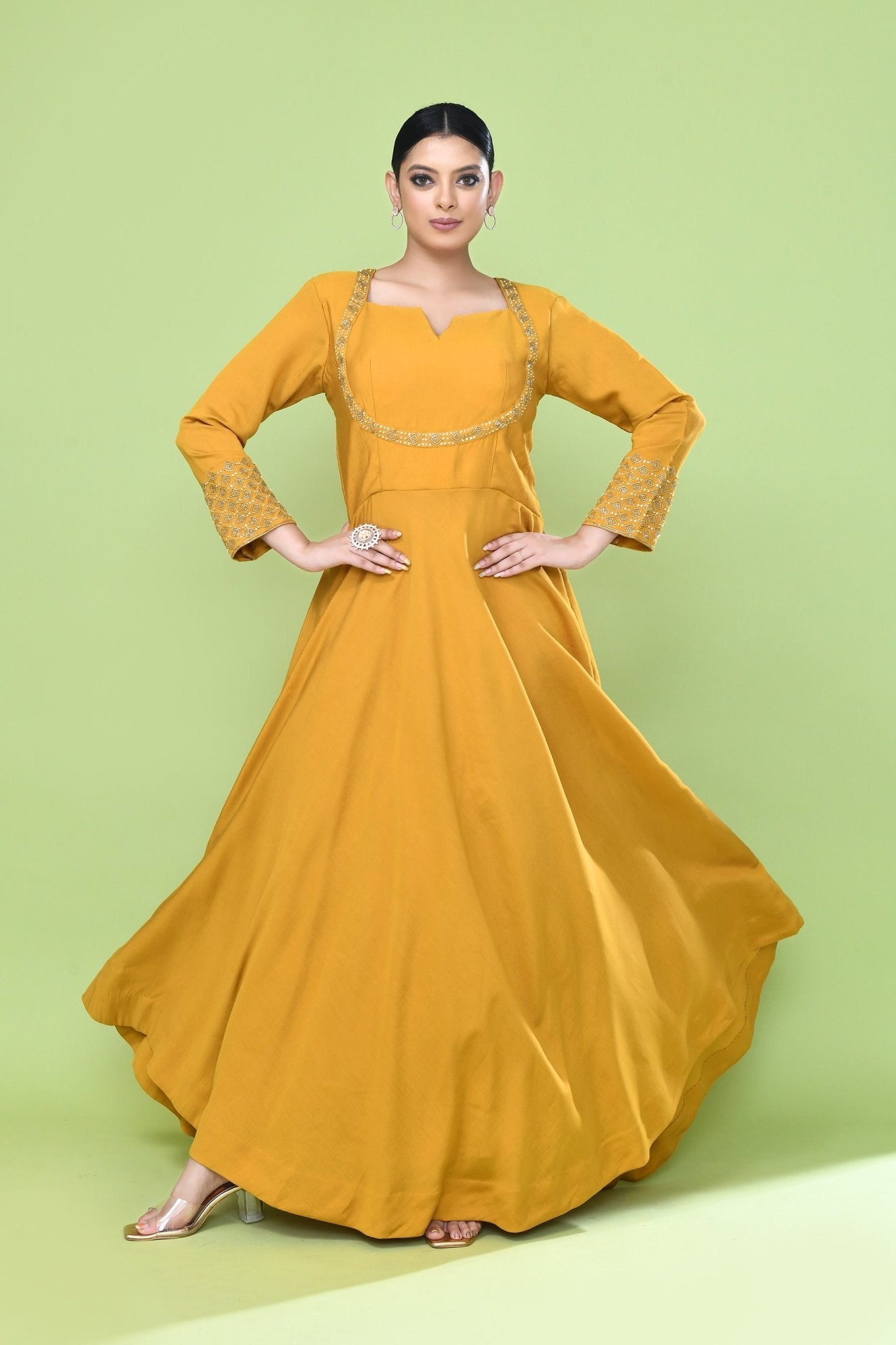 Designer Wear Yellow Gown - Simaaya