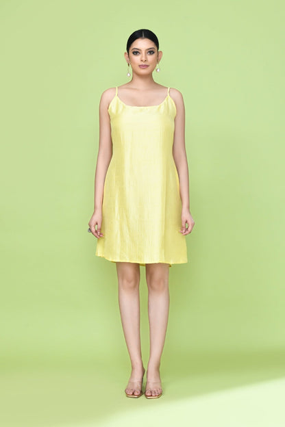 Designer Wear Yellow Silk Co - Ord Set Featuring Sleeveless Inner and Long Shirt Jacket - Simaaya